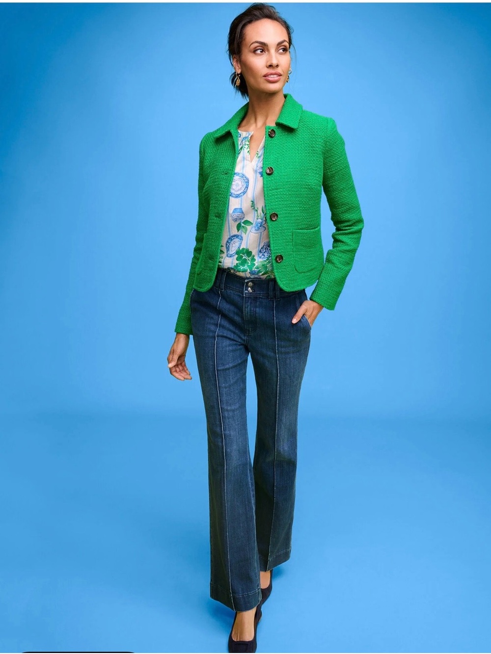 Talbots FLARE LEG PINTUCK JEANS - LAPIS WASH  never worn